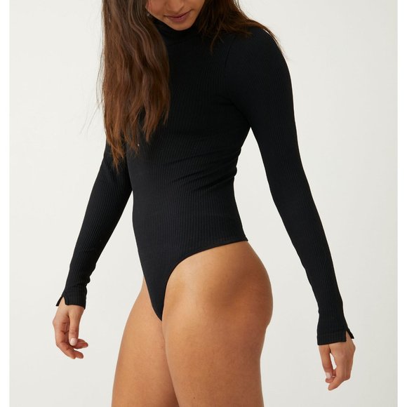FREE PEOPLE XYZ Recycled Turtleneck Bodysuit / Black - Picture 2 of 7